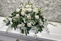 Silk Flower White Casket Spray