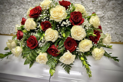 Red and White Rose Casket Spray