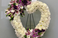 White and Lavender Heart Standing Wreath