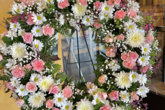 White & Pink Round Standing Wreath