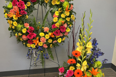 Colorful Round Standing Wreath & Funeral Bouquet