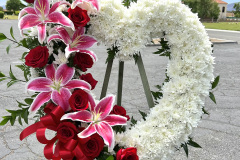 White & Red Heart Standing Wreath