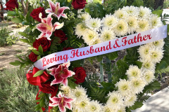 White & Red Heart Standing Wreath
