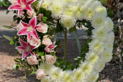 White & Pink Heart Standing Wreath