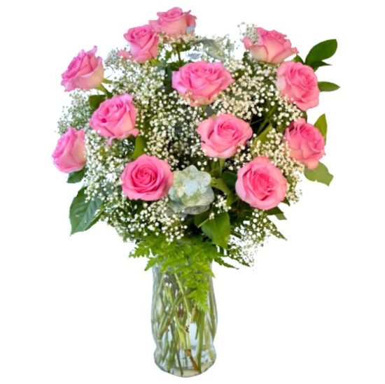 Deluxe Dozen Pink Roses